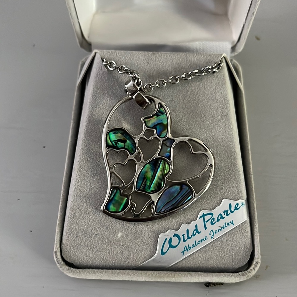 Wild pearls abalone jewelry Heart‎ necklace